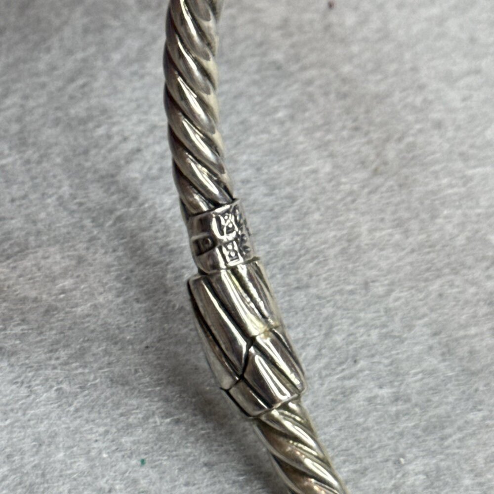 Cable Cuff Bracelet White Topaz Twist 18K Gold Sterling Silver Bali Designs 7" - Picture 7 of 11